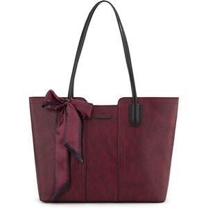 Women Dahila Red Imported Vegan Leather Top Handle Polyester Lining Tote Bag